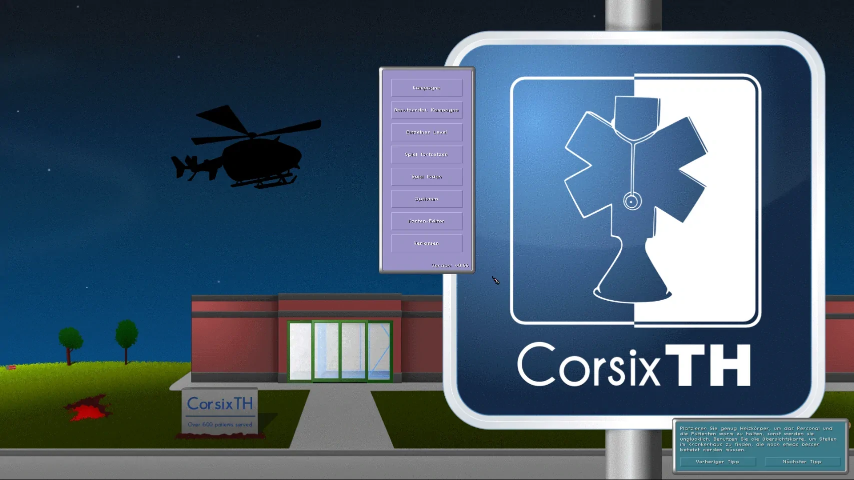 the start-screen of CorsixTH